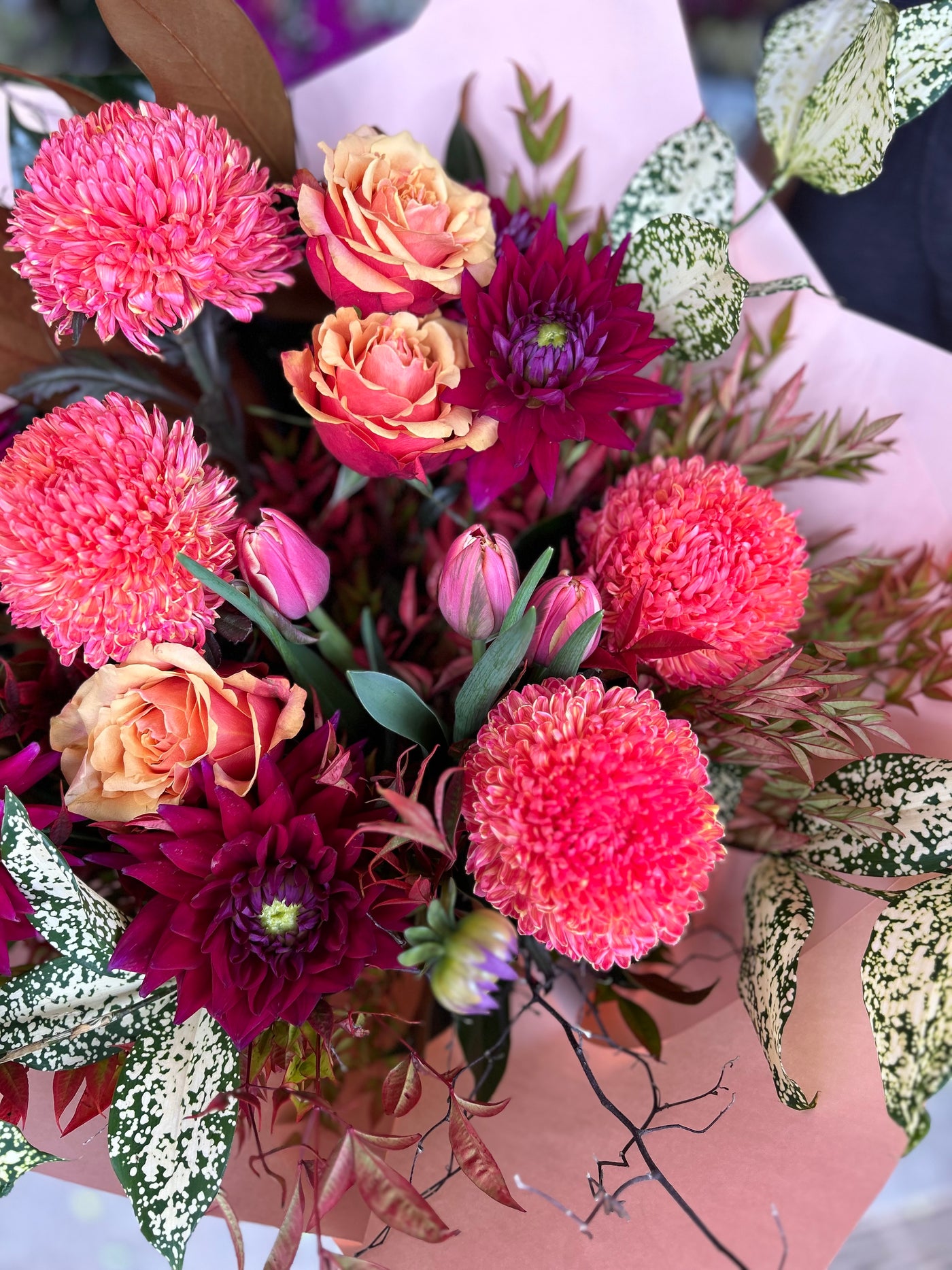 Seasonal vibrant and textured bouquet